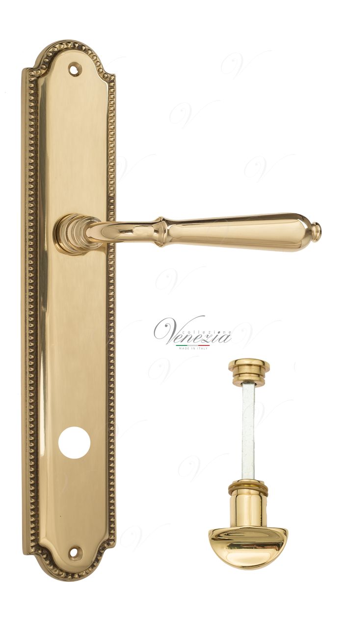 Door Handle Venezia  CLASSIC  WC-2 On Backplate PL98 Polished Brass