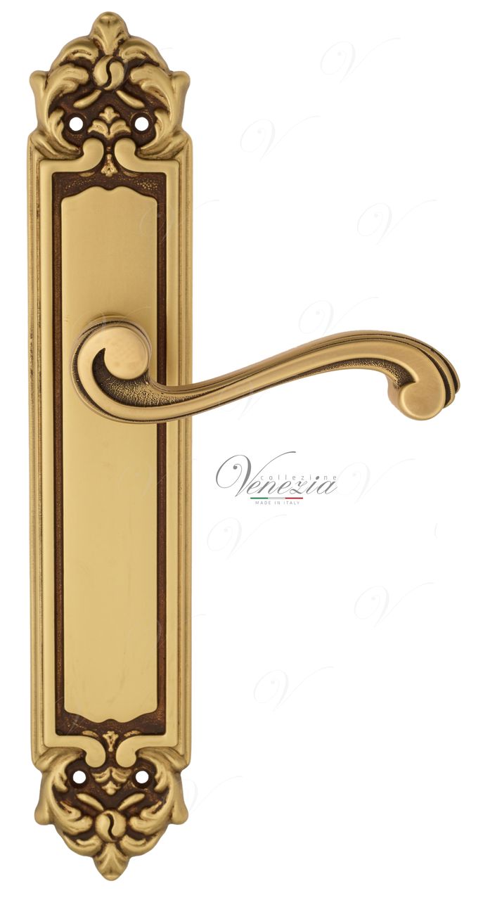 Door Handle Venezia  VIVALDI  On Backplate PL96 French Gold + Brown