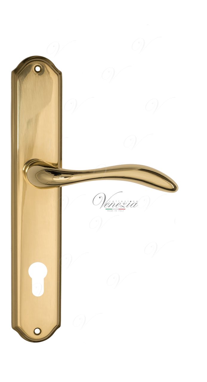 Door Handle Venezia  ALESSANDRA  CYL On Backplate PL02 Polished Brass
