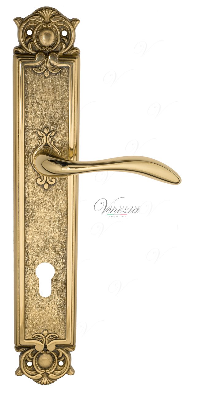 Door Handle Venezia  ALESSANDRA  CYL On Backplate PL97 Polished Brass