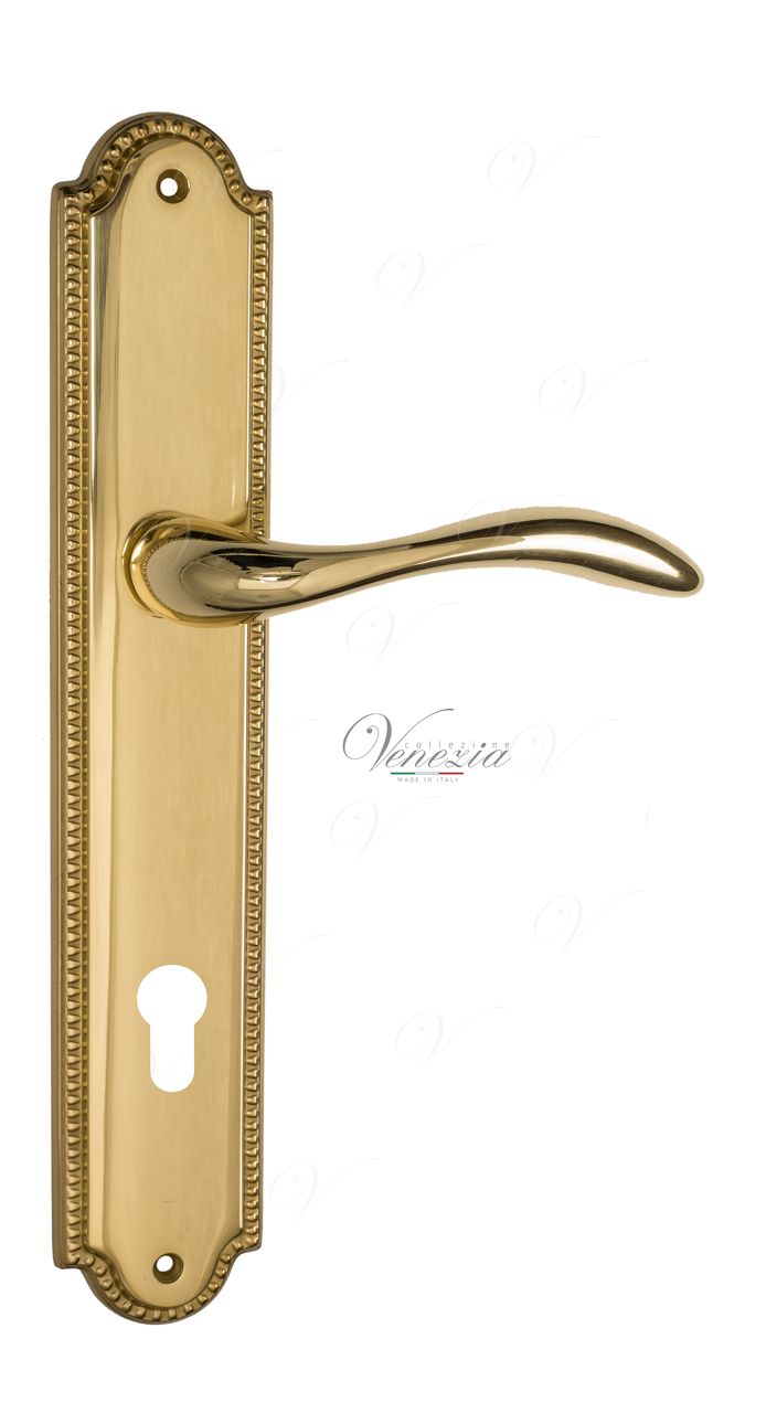 Door Handle Venezia  ALESSANDRA  CYL On Backplate PL98 Polished Brass
