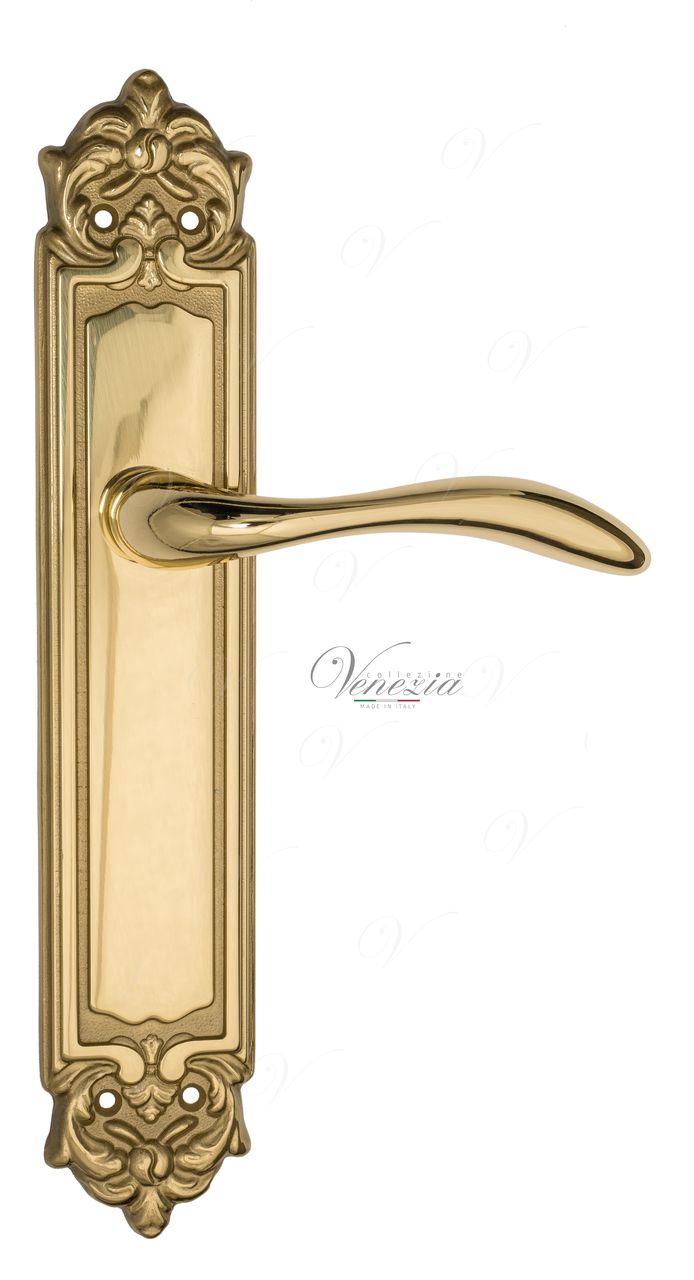 Door Handle Venezia  ALESSANDRA  On Backplate PL96 Polished Brass