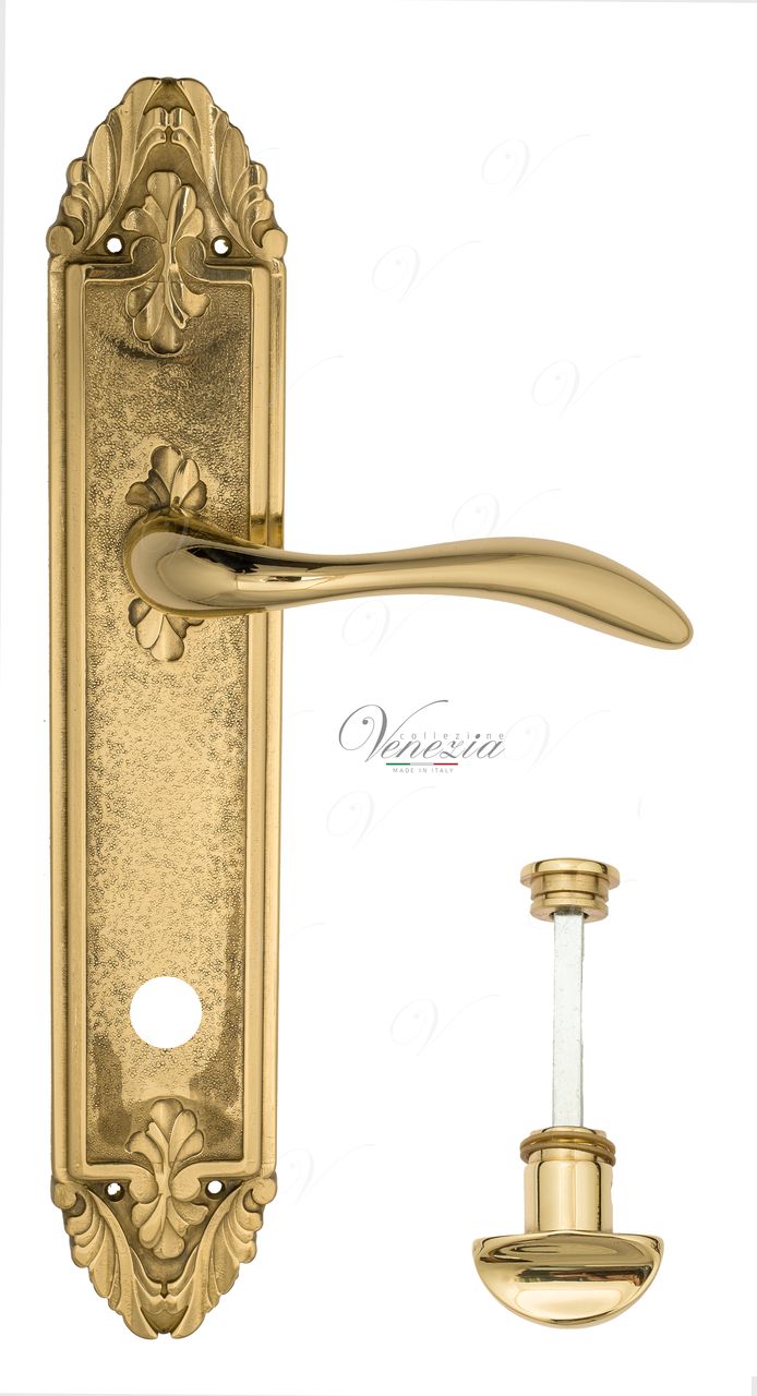Door Handle Venezia  ALESSANDRA  WC-2 On Backplate PL90 Polished Brass