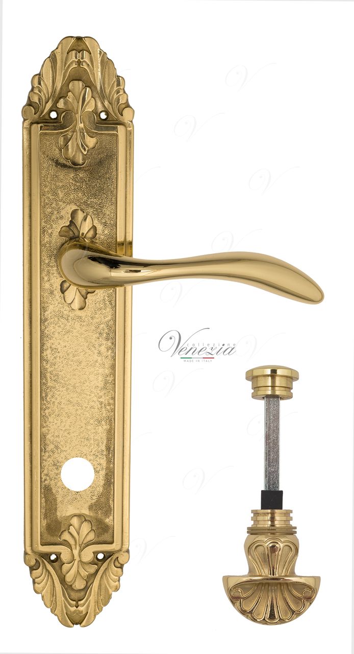 Door Handle Venezia  ALESSANDRA  WC-4 On Backplate PL90 Polished Brass
