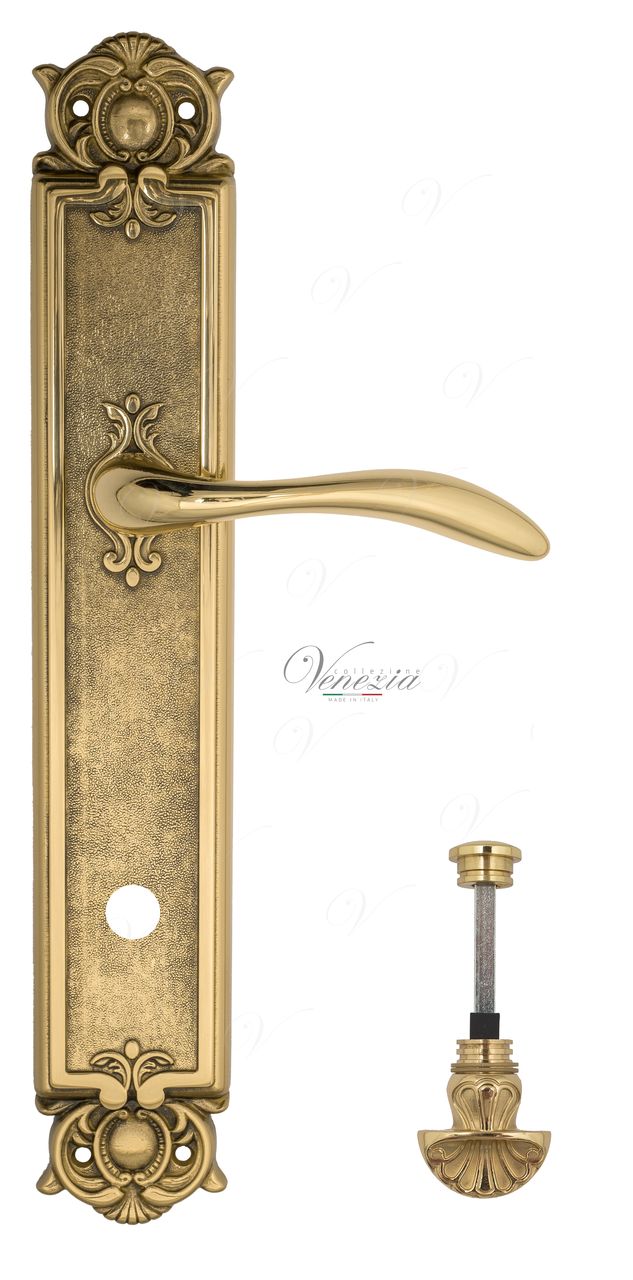 Door Handle Venezia  ALESSANDRA  WC-4 On Backplate PL97 Polished Brass