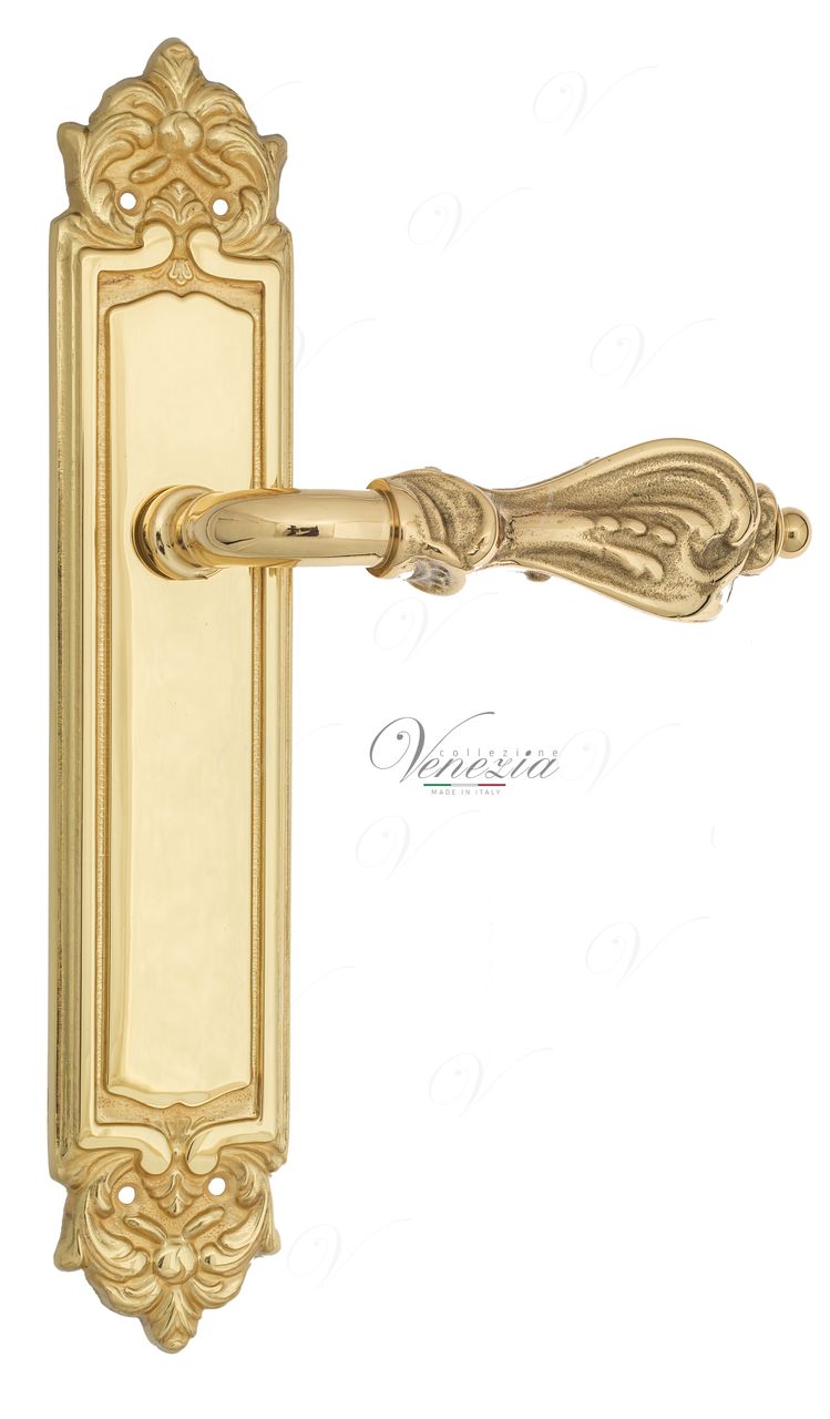 Door Handle Venezia  FLORENCE  On Backplate PL96 Polished Brass