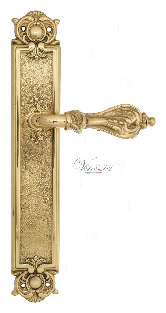 Door Handle Venezia  FLORENCE  On Backplate PL97 Polished Brass