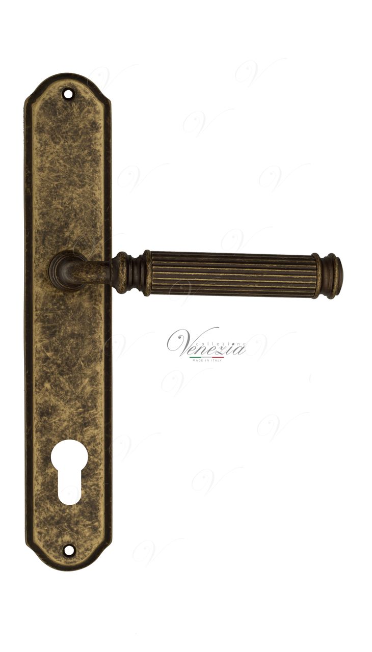 Door Handle Venezia  MOSCA  CYL On Backplate PL02 Antique Bronze