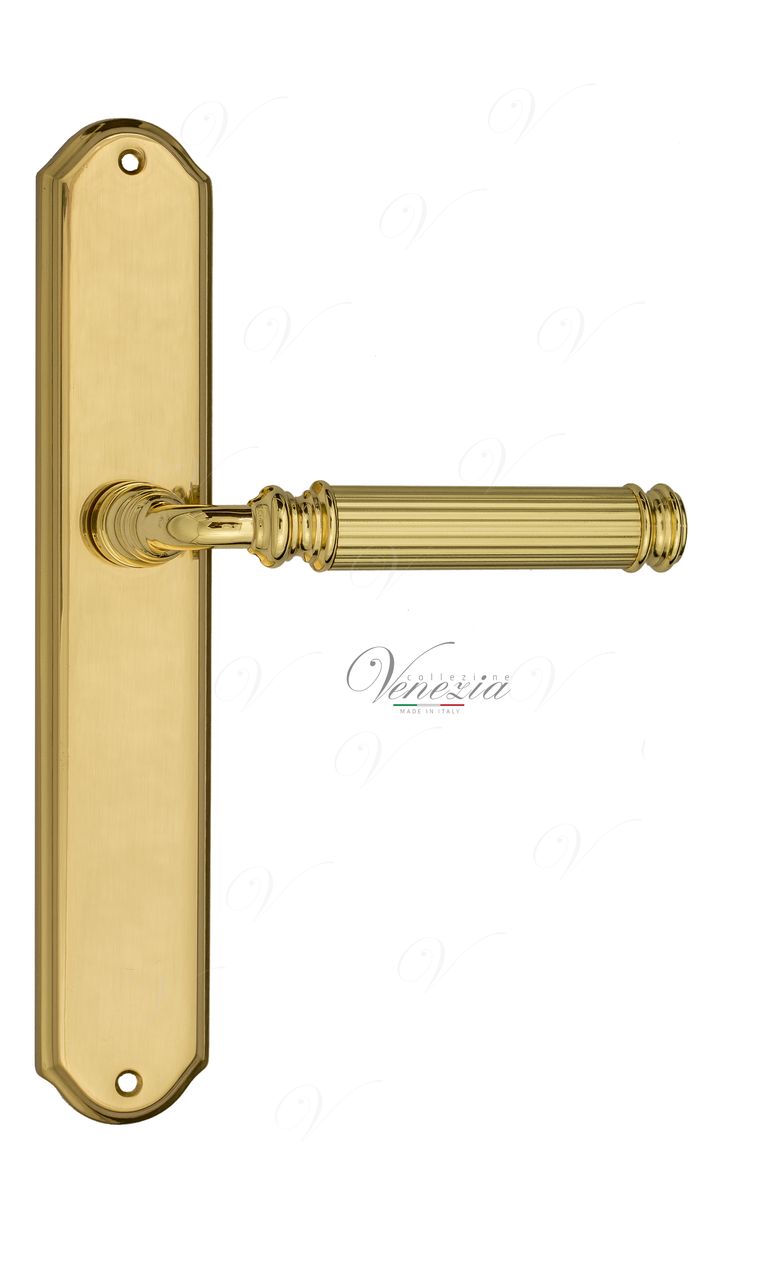 Door Handle Venezia  MOSCA  On Backplate PL02 Polished Brass