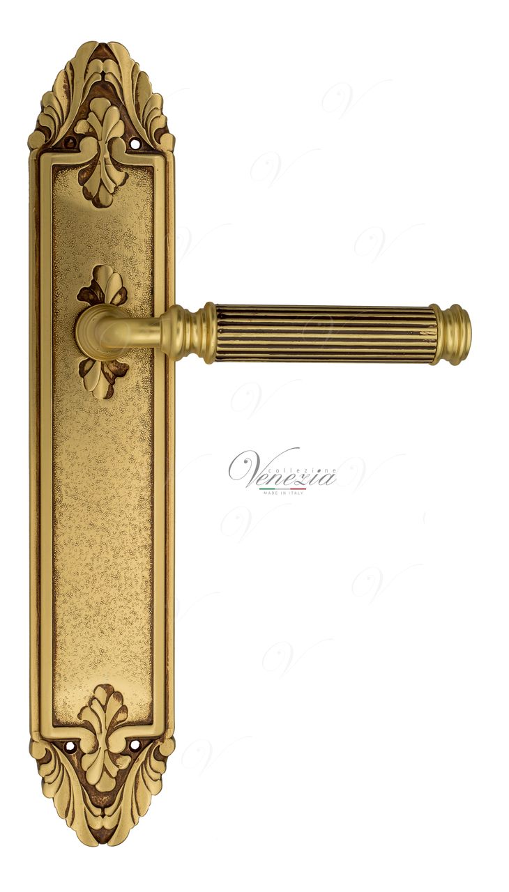 Door Handle Venezia  MOSCA  On Backplate PL90 French Gold + Brown