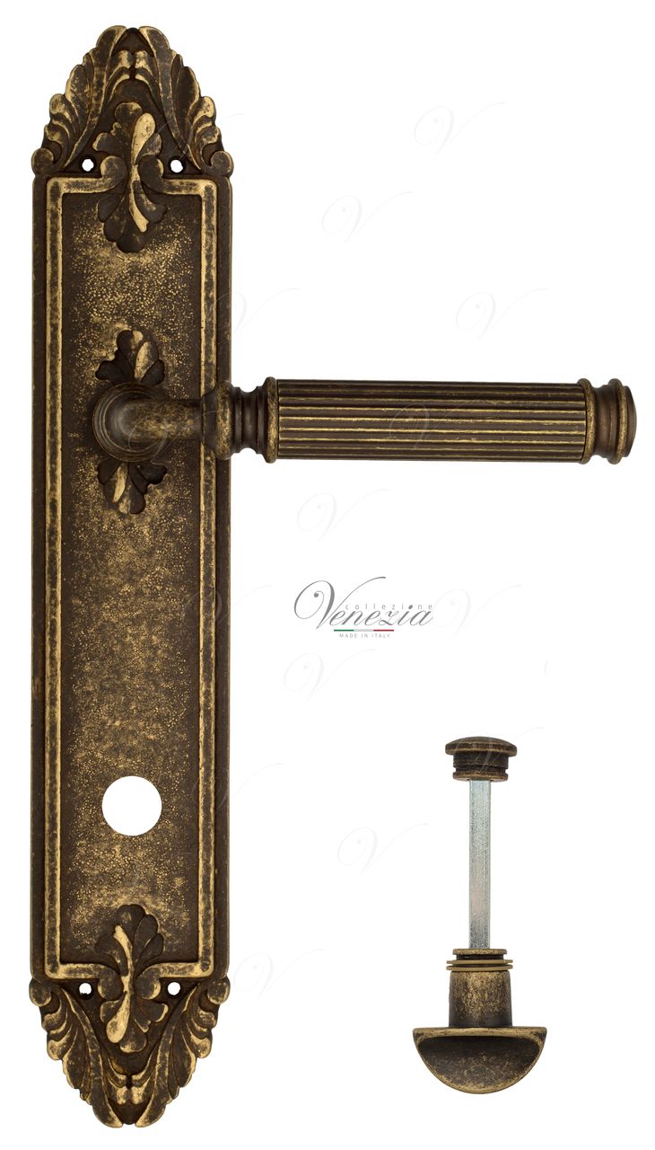 Door Handle Venezia  MOSCA  WC-2 On Backplate PL90 Antique Bronze