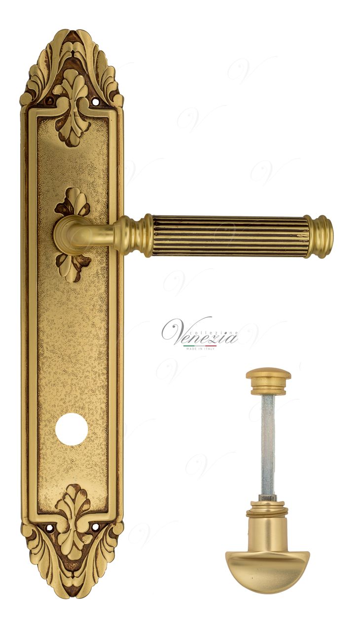 Door Handle Venezia  MOSCA  WC-2 On Backplate PL90 French Gold + Brown