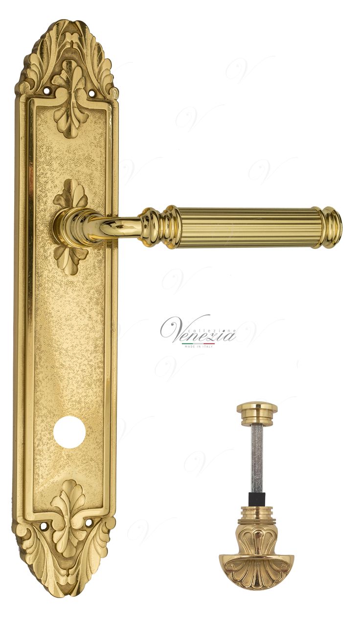 Door Handle Venezia  MOSCA  WC-4 On Backplate PL90 Polished Brass