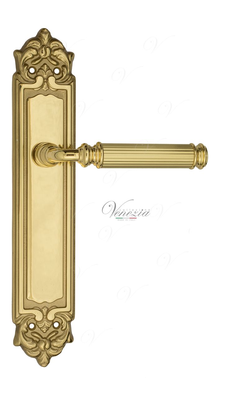 Door Handle Venezia  MOSCA  On Backplate PL96 Polished Brass