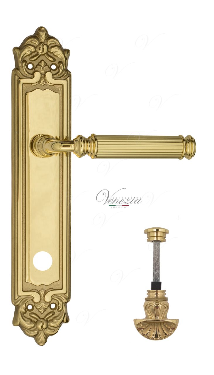 Door Handle Venezia  MOSCA  WC-4 On Backplate PL96 Polished Brass