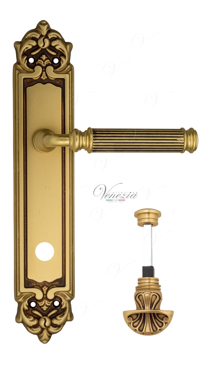 Door Handle Venezia  MOSCA  WC-4 On Backplate PL96 French Gold + Brown
