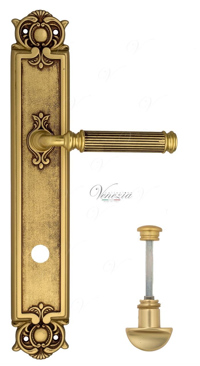 Door Handle Venezia  MOSCA  WC-2 On Backplate PL97 French Gold + Brown