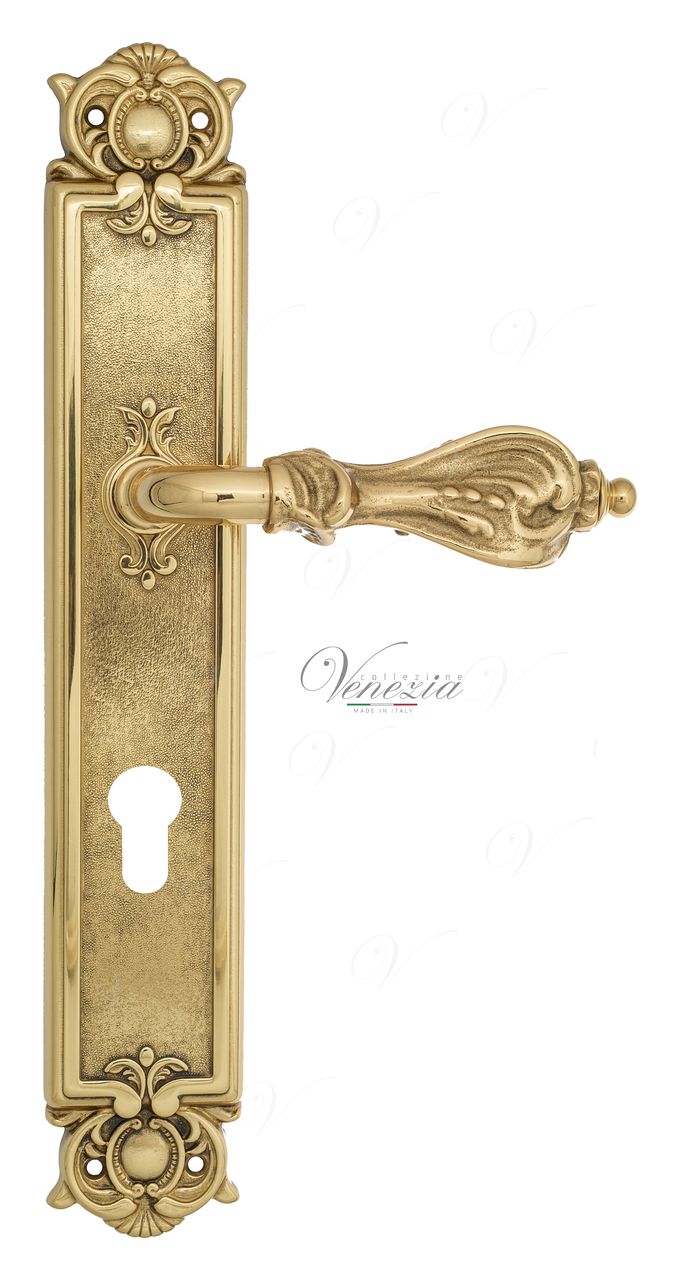 Door Handle Venezia  FLORENCE  CYL On Backplate PL97 Polished Brass