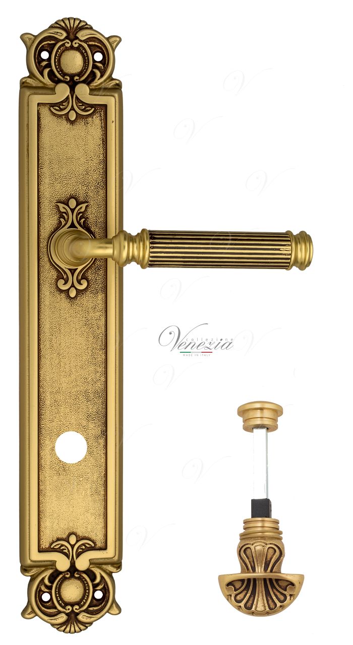Door Handle Venezia  MOSCA  WC-4 On Backplate PL97 French Gold + Brown