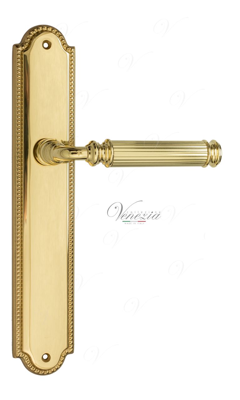 Door Handle Venezia  MOSCA  On Backplate PL98 Polished Brass