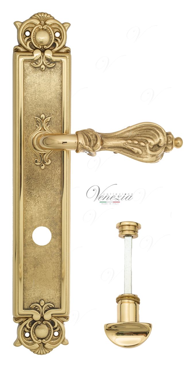 Door Handle Venezia  FLORENCE  WC-2 On Backplate PL97 Polished Brass