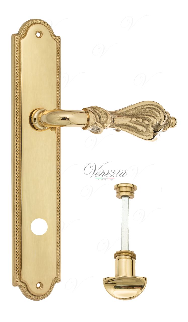 Door Handle Venezia  FLORENCE  WC-2 On Backplate PL98 Polished Brass
