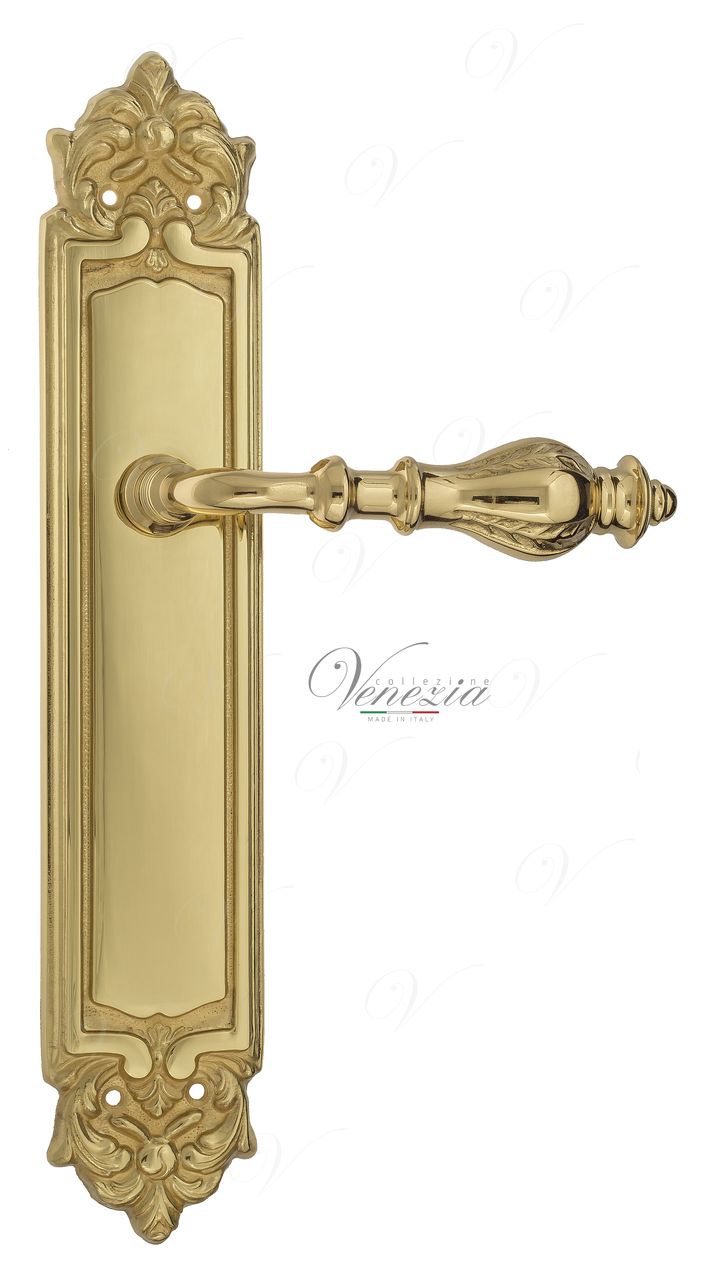 Door Handle Venezia  GIFESTION  On Backplate PL96 Polished Brass