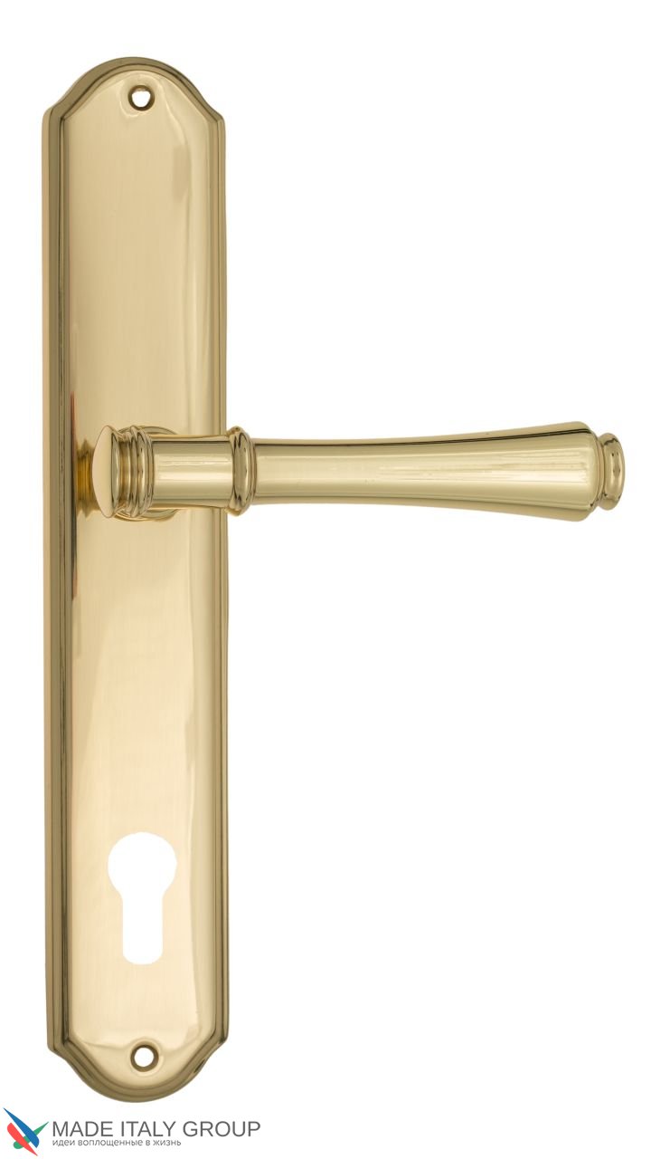 Door Handle Venezia  CALLISTO  CYL On Backplate PL02 Polished Brass