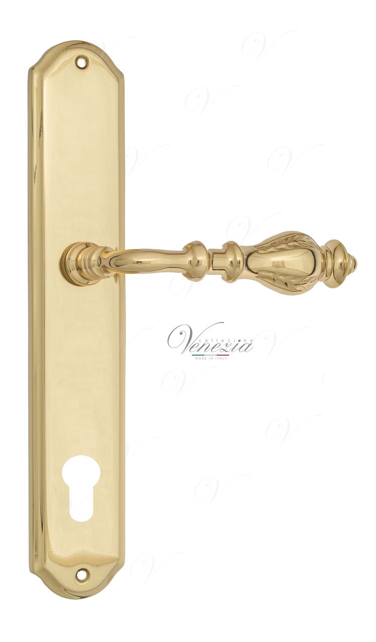 Door Handle Venezia  GIFESTION  CYL On Backplate PL02 Polished Brass