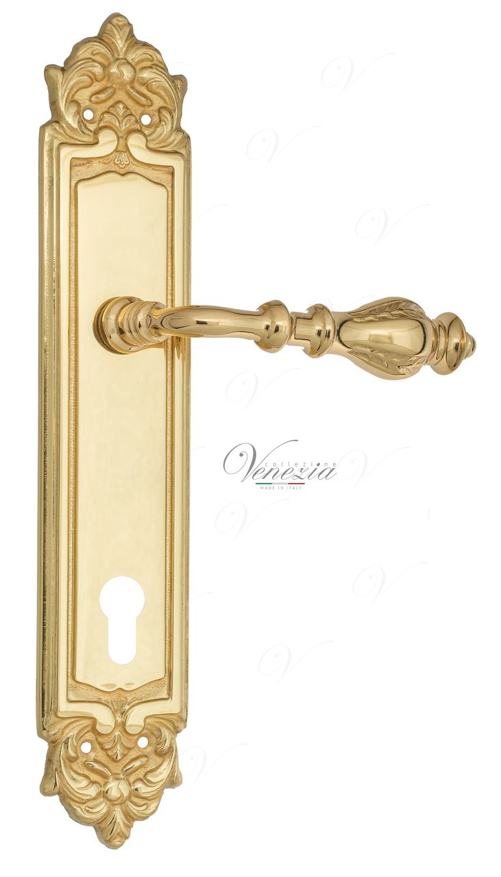 Door Handle Venezia  GIFESTION  CYL On Backplate PL96 Polished Brass