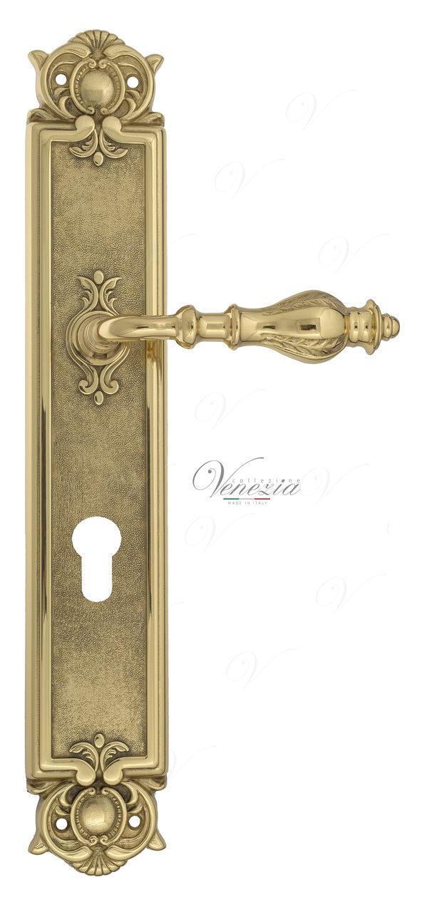 Door Handle Venezia  GIFESTION  CYL On Backplate PL97 Polished Brass