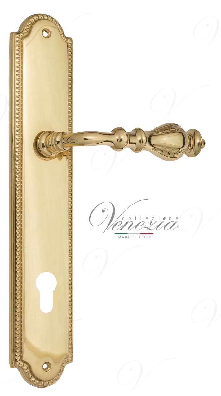 Door Handle Venezia  GIFESTION  CYL On Backplate PL98 Polished Brass