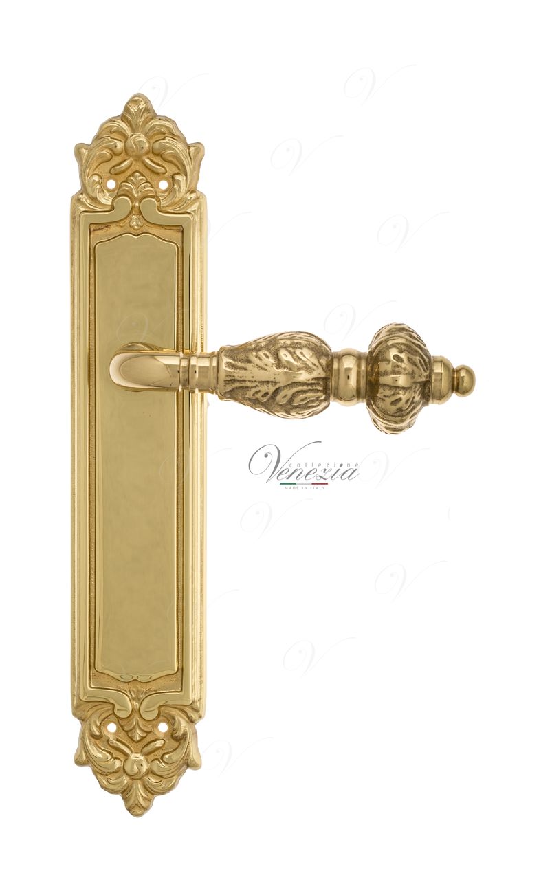Door Handle Venezia  LUCRECIA  On Backplate PL96 Polished Brass
