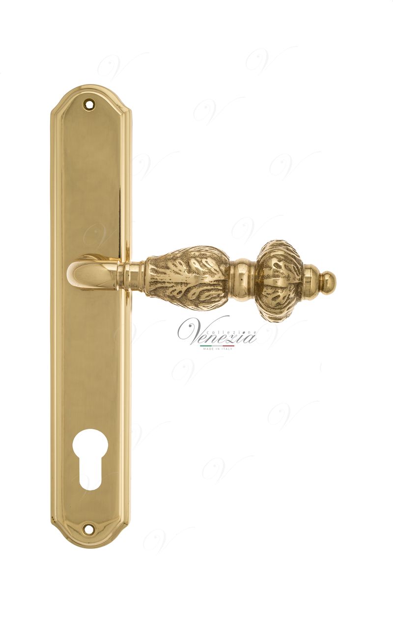 Door Handle Venezia  LUCRECIA  CYL On Backplate PL02 Polished Brass
