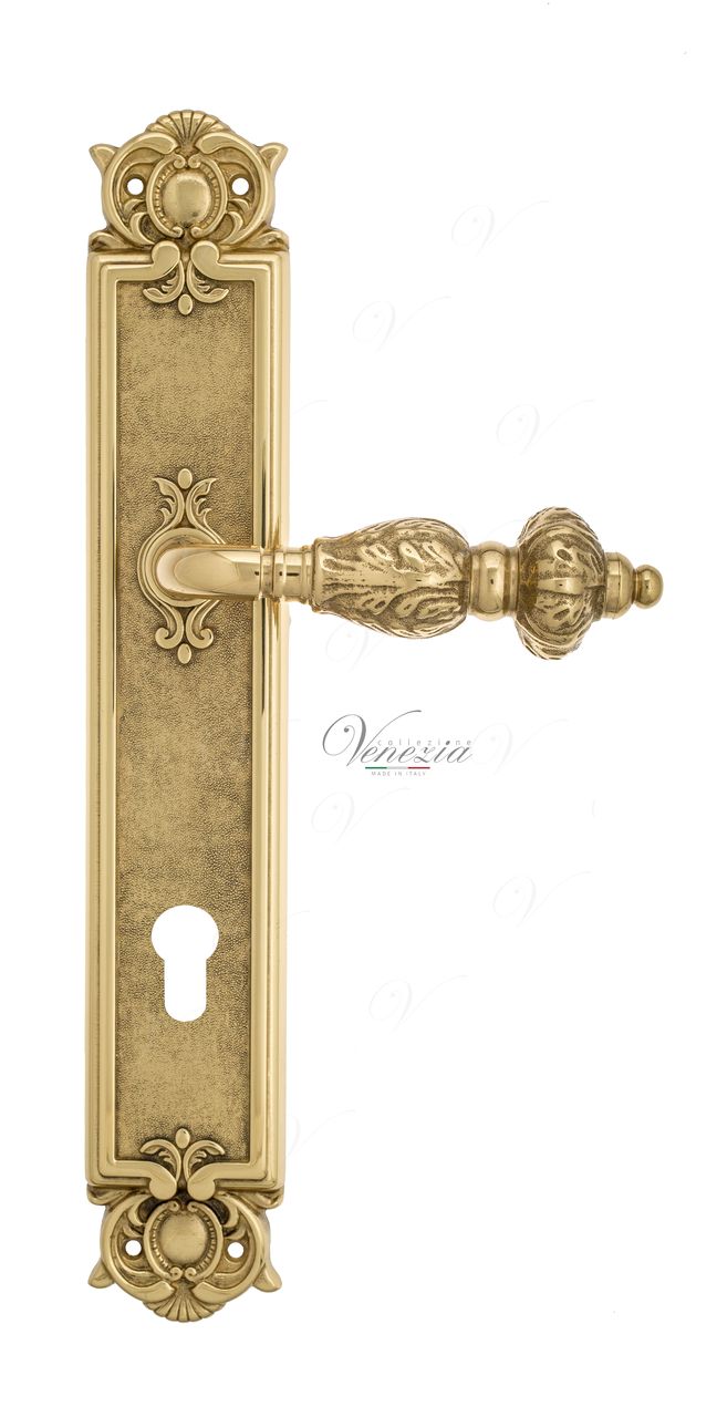 Door Handle Venezia  LUCRECIA  CYL On Backplate PL97 Polished Brass
