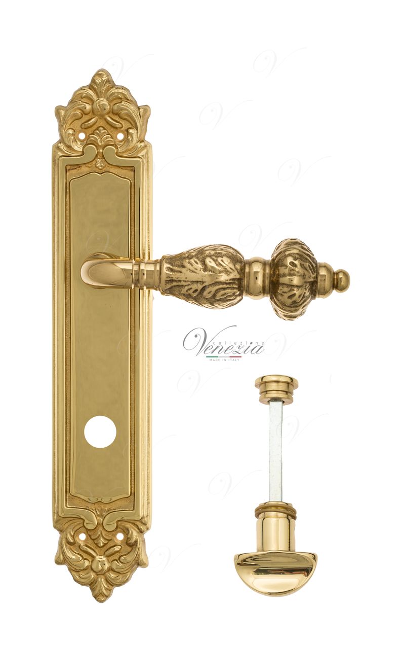 Door Handle Venezia  LUCRECIA  WC-2 On Backplate PL96 Polished Brass