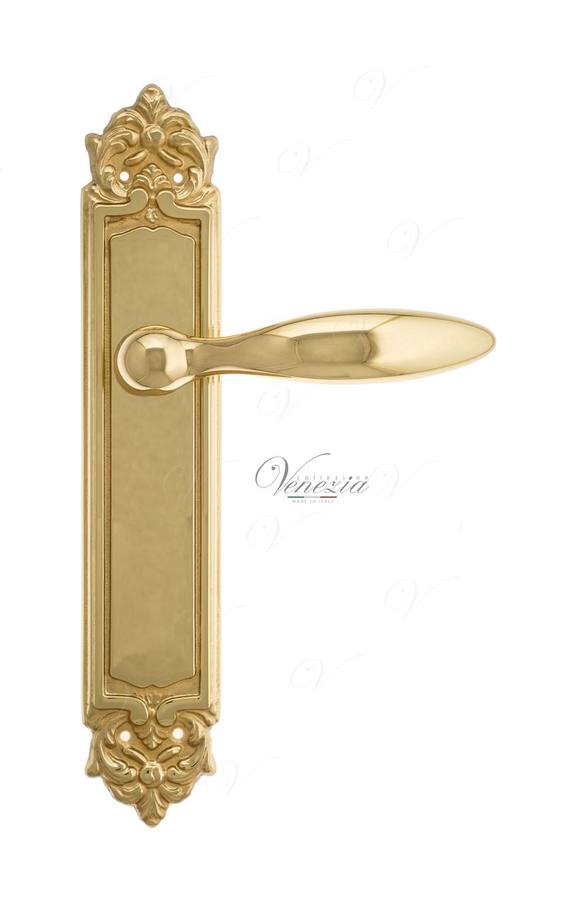 Door Handle Venezia  MAGGIORE  On Backplate PL96 Polished Brass