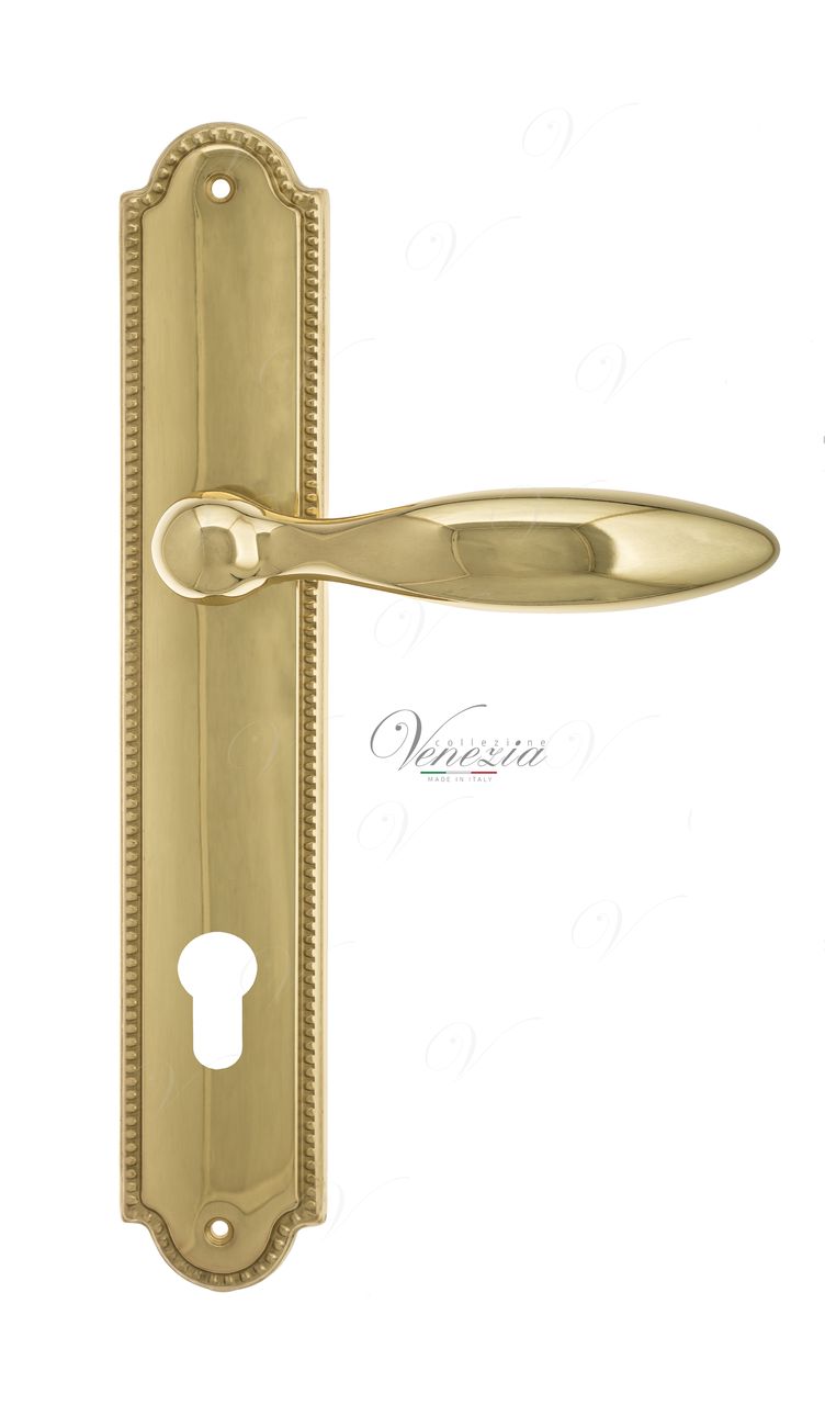 Door Handle Venezia  MAGGIORE  CYL On Backplate PL98 Polished Brass