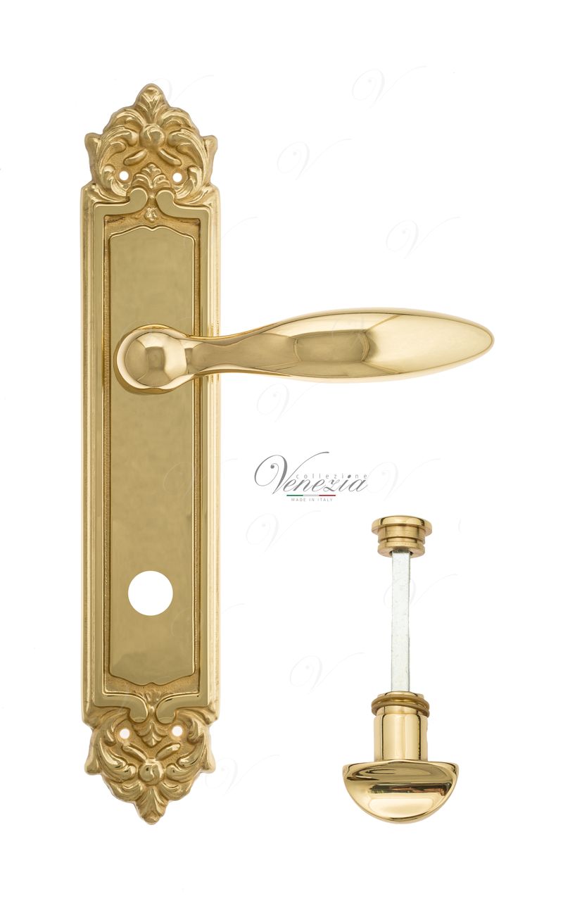 Door Handle Venezia  MAGGIORE  WC-2 On Backplate PL96 Polished Brass