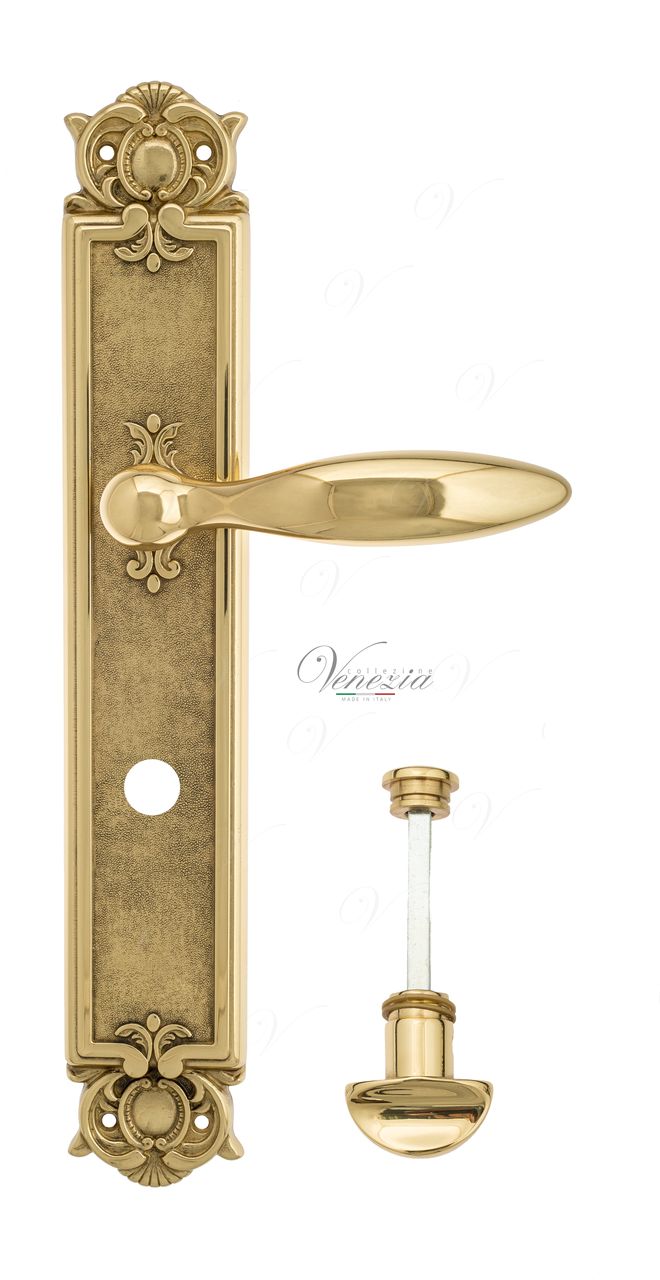 Door Handle Venezia  MAGGIORE  WC-2 On Backplate PL97 Polished Brass