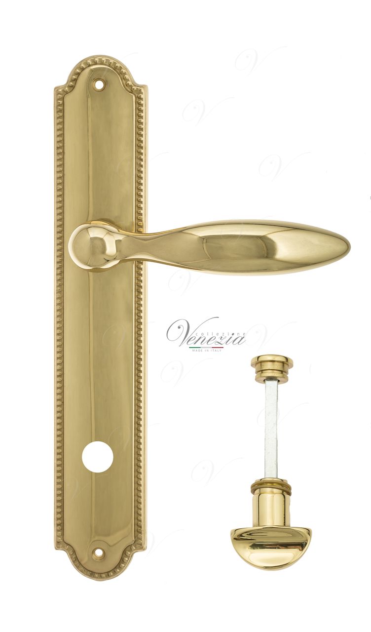 Door Handle Venezia  MAGGIORE  WC-2 On Backplate PL98 Polished Brass
