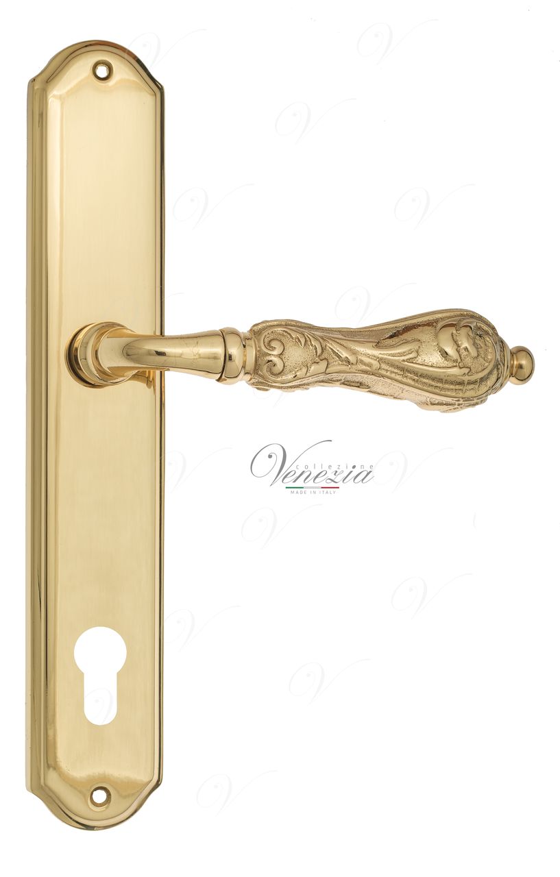 Door Handle Venezia  MONTE CRISTO  CYL On Backplate PL02 Polished Brass