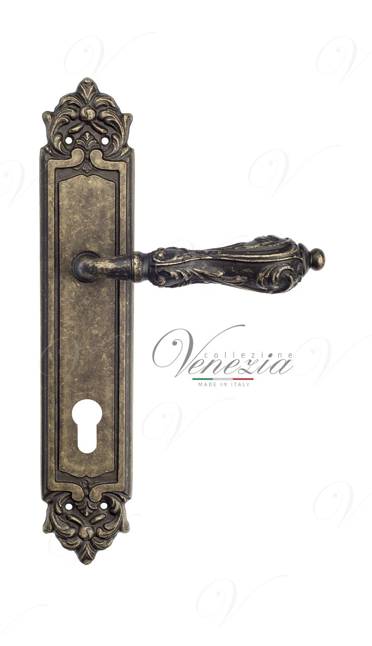 Door Handle Venezia  MONTE CRISTO  CYL On Backplate PL96 Antique Bronze