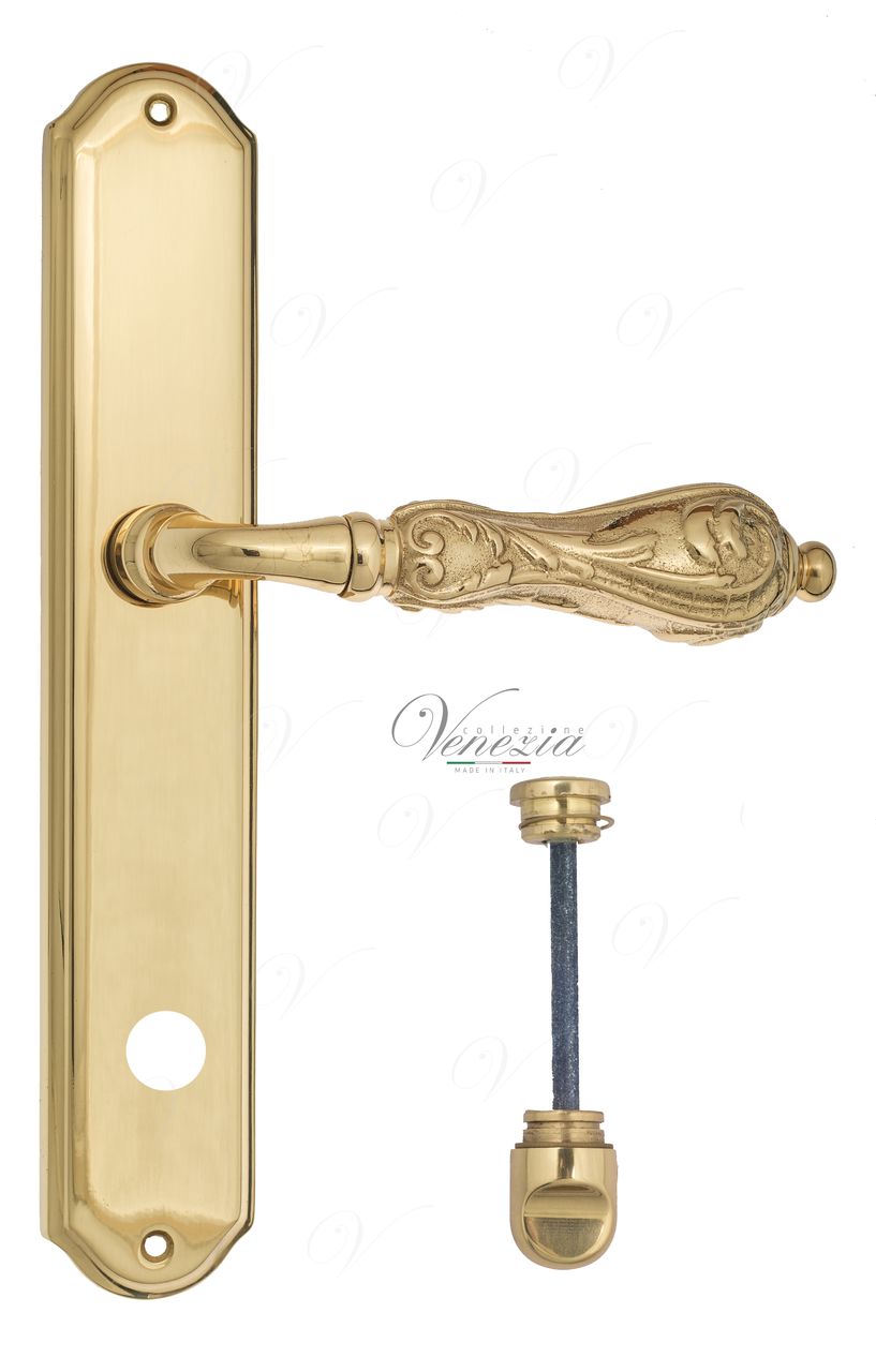 Door Handle Venezia  MONTE CRISTO  WC-1 On Backplate PL02 Polished Brass