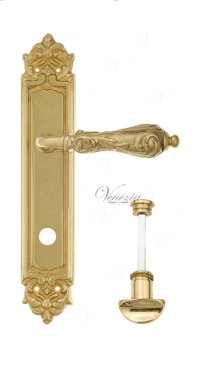 Door Handle Venezia  MONTE CRISTO  WC-2 On Backplate PL96 Polished Brass