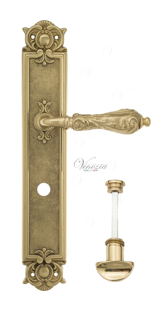 Door Handle Venezia  MONTE CRISTO  WC-2 On Backplate PL97 Polished Brass
