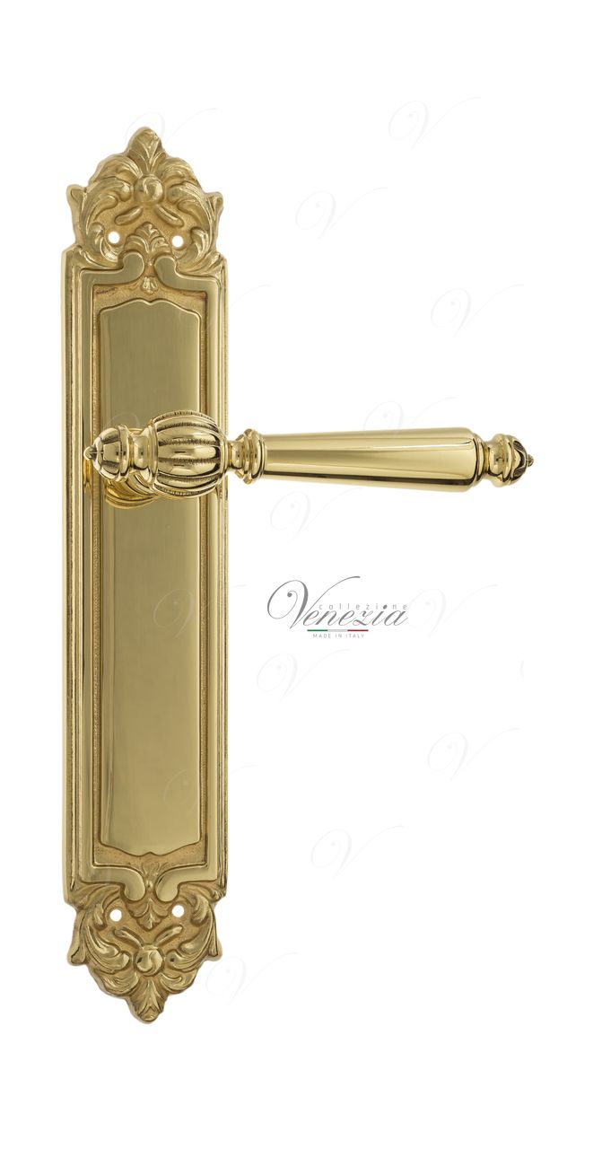 Door Handle Venezia  PELLESTRINA  On Backplate PL96 Polished Brass