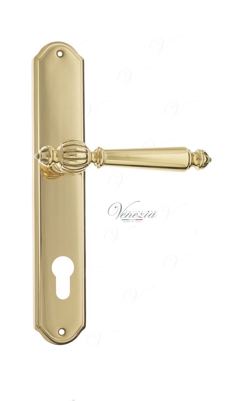 Door Handle Venezia  PELLESTRINA  CYL On Backplate PL02 Polished Brass