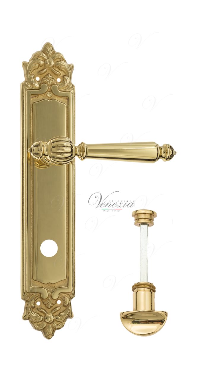 Door Handle Venezia  PELLESTRINA  WC-2 On Backplate PL96 Polished Brass