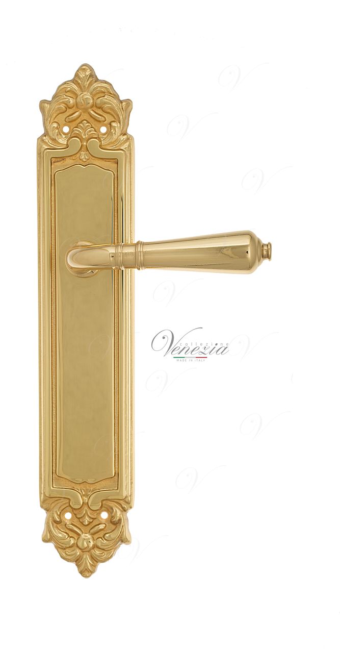 Door Handle Venezia  VIGNOLE  On Backplate PL96 Polished Brass